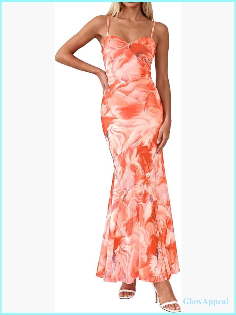 Spaghetti Strap Twist Knot Mermaid Maxi Dress Women
